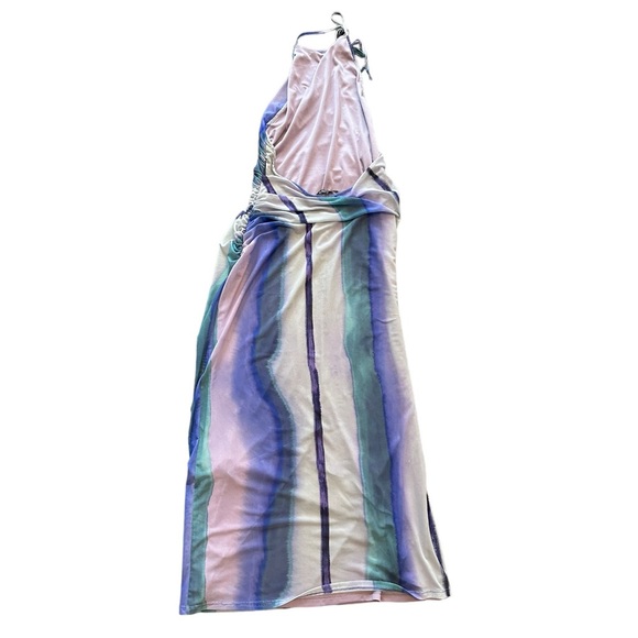 Zara Printed Tulle Mesh Halter Top Open Back Bodycon Midi Dress - Picture 10 of 15